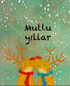 Şeyler Bulucu Tebrik Kartı, Kartpostal İki Geyik Mutlu Yıllar Yeşil_SBKART002
