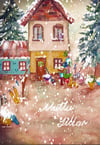 Şeyler Bulucu Tebrik Kartı, Kartpostal Renkli Ev Mutlu Yıllar_SBKART015