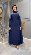  NEVON 4637 TAŞ İŞLEMELİ PELERİNLİ ABİYE ELBİSE 