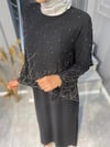  NEVON 6245 ÖZEL TASARIM TAŞ İŞLEME DETAYLI ÖNÜ ŞİFON ABİYE 