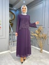 NEVON 6245 ÖZEL TASARIM TAŞ İŞLEME DETAYLI ÖNÜ ŞİFON ABİYE 