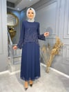  NEVON 6245 ÖZEL TASARIM TAŞ İŞLEME DETAYLI ÖNÜ ŞİFON ABİYE 
