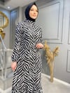 1809 ÖZEL KOLEKSİYON TİRİL TİRİL KUMAŞ ELBİSE 