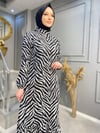 1809 ÖZEL KOLEKSİYON TİRİL TİRİL KUMAŞ ELBİSE 
