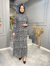 1809 ÖZEL KOLEKSİYON TİRİL TİRİL KUMAŞ ELBİSE 