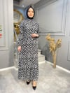 1809 ÖZEL KOLEKSİYON TİRİL TİRİL KUMAŞ ELBİSE 