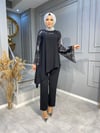 22YD2500 ÖZEL KOLEKSİYON BASKI DETAYLI ASİMETRİK KESİM TAKIM  
