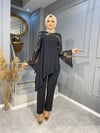 22YD2500 ÖZEL KOLEKSİYON BASKI DETAYLI ASİMETRİK KESİM TAKIM  