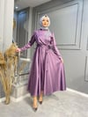 4161 NEVON OMZU TAŞ DETAYLI SATEN ELBİSE