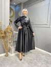 4161 NEVON OMZU TAŞ DETAYLI SATEN ELBİSE