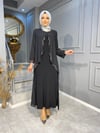 6238 ÖZEL TASARIM TAMAMEN SU YOLU TAŞ İŞLEME DETAYLI ŞİFON ABİYE 