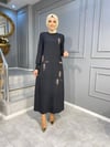 855 ÖZEL KOLEKSİYON TAŞ İŞLEME DETAYLI BÜYÜK BEDEN YAZLIK TİRİL TİRİL ELBİSE 
