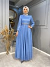 G-392 ÖZEL KOLEKSİYON TAŞ İŞLEME DETAYLI TAMAMEN DESENLİ SİMLİ ABİYE 