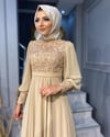G-463ÖZEL TASARIM ÜST TARAFI SİM DETAYLI ŞİFON ELBİSE 
