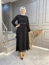 NEVON 21Y-3042 Taş İşleme Kemerli ve Fırfır Detaylı Elbise