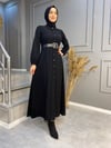NEVON 21Y-3064 Düğme Detaylı Örme Triko Elbise