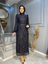 NEVON 23141 TAMAMEN SİM BASKI KOLLARI TÜY DETAYLI LÜKS ABİYE