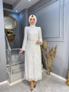 NEVON 23141 TAMAMEN SİM BASKI KOLLARI TÜY DETAYLI LÜKS ABİYE