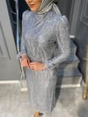 NEVON 23141 TAMAMEN SİM BASKI KOLLARI TÜY DETAYLI LÜKS ABİYE