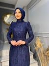 NEVON 23141 TAMAMEN SİM BASKI KOLLARI TÜY DETAYLI LÜKS ABİYE