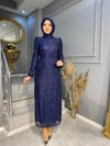 NEVON 23141 TAMAMEN SİM BASKI KOLLARI TÜY DETAYLI LÜKS ABİYE