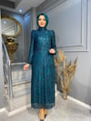 NEVON 23141 TAMAMEN SİM BASKI KOLLARI TÜY DETAYLI LÜKS ABİYE
