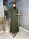 NEVON 3070 DERİ BASKI DETAYLI ELBİSE