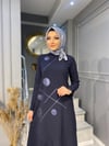 NEVON 3070 DERİ BASKI DETAYLI ELBİSE