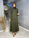 NEVON 3070 DERİ BASKI DETAYLI ELBİSE