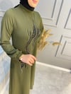 NEVON 3079  Desen Detaylı Örme Triko Elbise