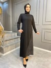 NEVON 3108 Yakası Boncuk İşlemeli Simli Kapalı Yırtmaç Abiye Elbise