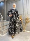 Nevon  4026 Şık Desenli Ve Kemer Detaylı Elbise