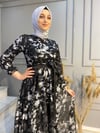 Nevon  4026 Şık Desenli Ve Kemer Detaylı Elbise