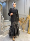 NEVON  4144 İşlemeli ve Organze Detaylı Abiye Elbise
