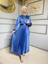 NEVON 4172 PLİSELİ SATEN ELBİSE