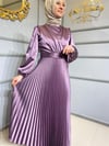 NEVON 4172 PLİSELİ SATEN ELBİSE