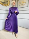 NEVON 4172 PLİSELİ SATEN ELBİSE