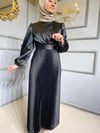 NEVON 4172 PLİSELİ SATEN ELBİSE