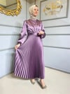 NEVON 4172 PLİSELİ SATEN ELBİSE