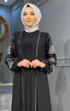 NEVON 4275 KOLLARI TAŞ VE İNCİ İŞLEMELİ TEK ABAYA