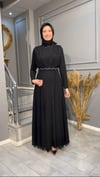 NEVON 4443 BELİ TAŞ KEMERLİ ARKASI ŞİFON SİMLİ ABİYE