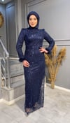 NEVON 4493 ÖZEL KOLEKSİYON TAMAMEN TAŞ İŞLEMELİ VE KOLLARI TÜY DETAYLI LÜKS ABİYE MODELİMİZ