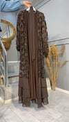 NEVON 4767 ALTI ŞİFON DETAYLI PULPAYET İŞLEMELİ ABAYA TAKIM