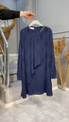 nevon 50325 kendinden desenli boynu taş işlemeli tunik