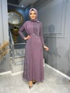 NEVON 563 ÖNÜ ŞİFON VE TAŞ İŞLEMELİ LÜX SİMLİ  ABİYE 