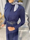 NEVON 563 ÖNÜ ŞİFON VE TAŞ İŞLEMELİ LÜX SİMLİ  ABİYE 