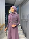 NEVON 563 ÖNÜ ŞİFON VE TAŞ İŞLEMELİ LÜX SİMLİ  ABİYE 