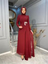 NEVON 6106 BELİ TAŞ İŞLEMELİ ŞİFON ABİYE 
