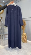 NEVON 7243 ABAYA GÖRÜNÜMLÜ ÜSTÜ FULL TAŞ İŞLEME KREP ELBİSE