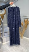 NEVON 7506 KOMPLE PUL PAYET İŞLEMELİ ABAYA TAKIM